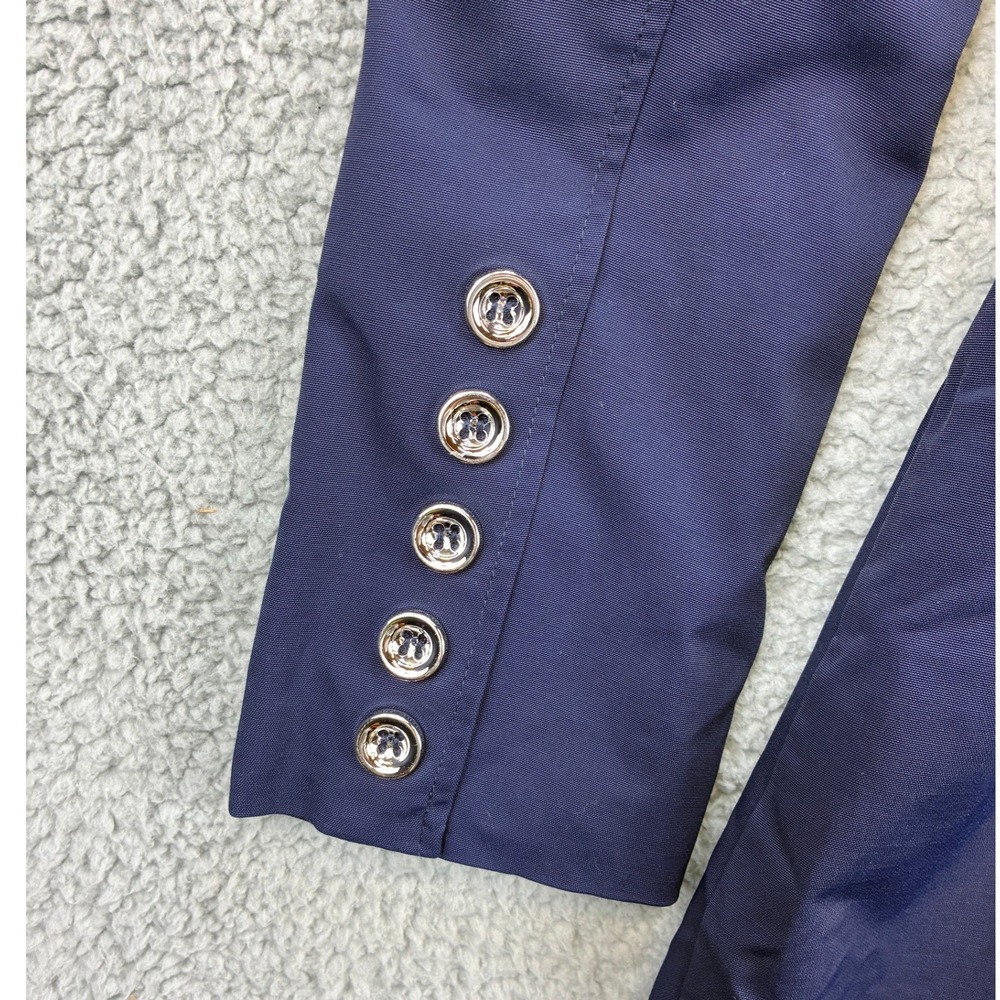 New York & Company Trench Coat Double Breasted Womens Medium Navy Belted - Picture 14 of 15